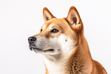 Akita Inu in studio setting against white backdrop, showcasing their playful and charming personalities in professional photoshoot.