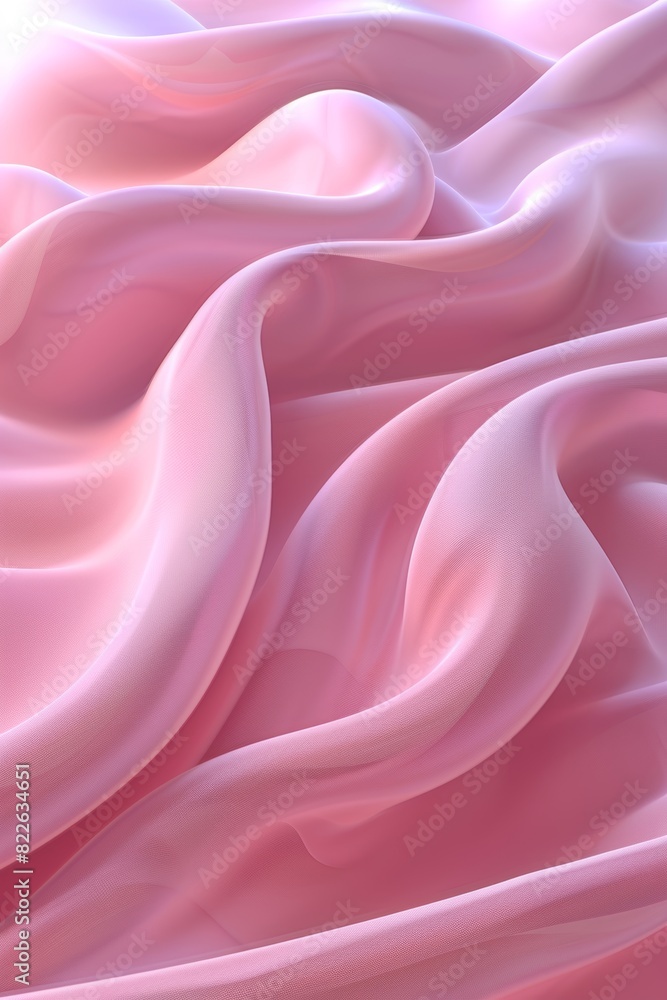 Poster flowing fabric pattern on a soft pink background for a graceful and elegant design