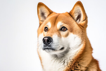 Akita Inu in studio setting against white backdrop, showcasing their playful and charming personalities in professional photoshoot.