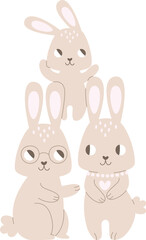 Rabbits Loving Family
