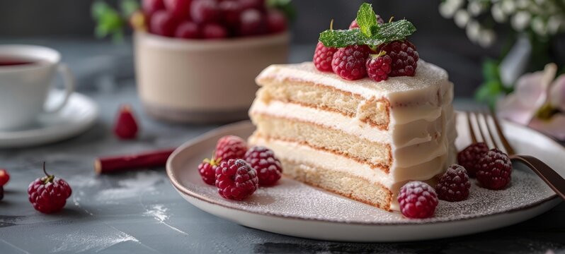 Cake Sachima in restaurant food photography minimalism side view. Cake Sachima Images texture banner postcard horizontal.