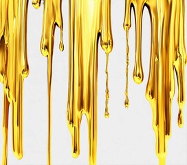 melted gold dripping isolated on transparent background cutout	