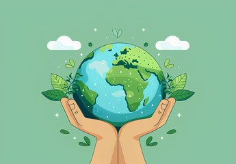 Hands holding planet earth for environment care
