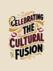 Calligraphy vintage colorful  typography Hispanic culture celebrating culture vector illustration customized art