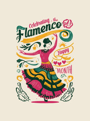 Calligraphy vintage colorful  typography Hispanic culture celebrating culture vector illustration customized art