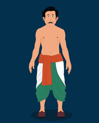 Fototapeta premium Indian village man cartoon character design