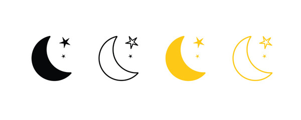Set of moon phase simple icon. Mystic Celestial symbol collection. Vector Illustration.