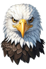 A beautiful drawing and illustration of a fluffy and cute bald eagle. 