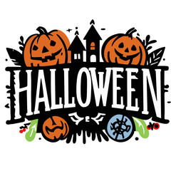 Vector illustration, Halloween inscription for decoration, text for banners, cards, ptomotions