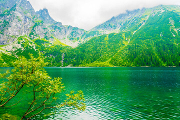 Tatra National Park in Poland. Mountains lake Morskie oko or Sea Eye lake In High Tatras. Five lakes valley © etraveler
