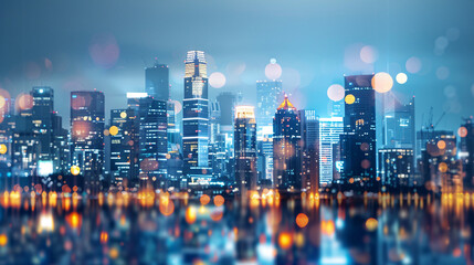 City lights at night. Blurred cityscape with bokeh lights at night, perfect for urban backgrounds.