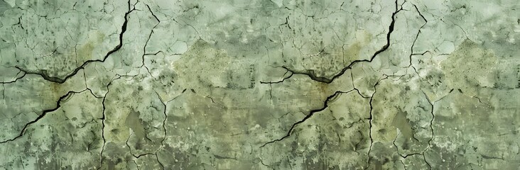Obraz premium Seamless Olive Green Concrete Wall with Cracks
