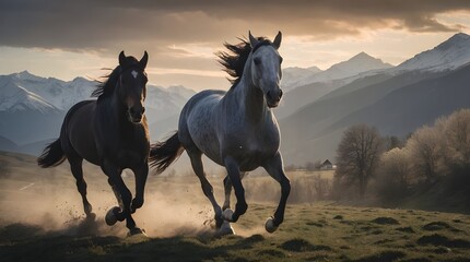 horse at sunset
