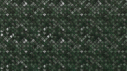 Green mosaic tile flooring seamless pattern texture. Squares shapes repeating