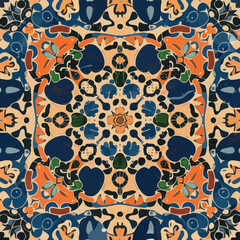 2d vector illustration colorful vintage Seamless hi res Portuguese tiles abstract Artwork
