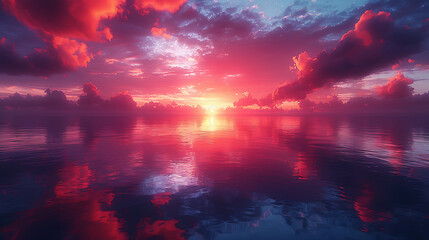 Naklejka premium Intimate Sunrise-Sunset Landscape with Warm and Cool Colors