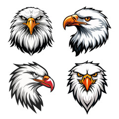  Set of bald eagle heads logo sygnet symbol element