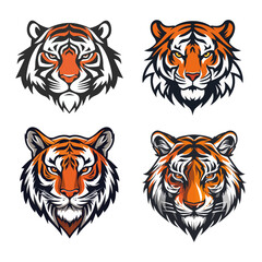 Set of tiger heads logo sygnet symbol element