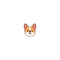 Cute corgi dog tongue sticking out cartoon, vector illustration