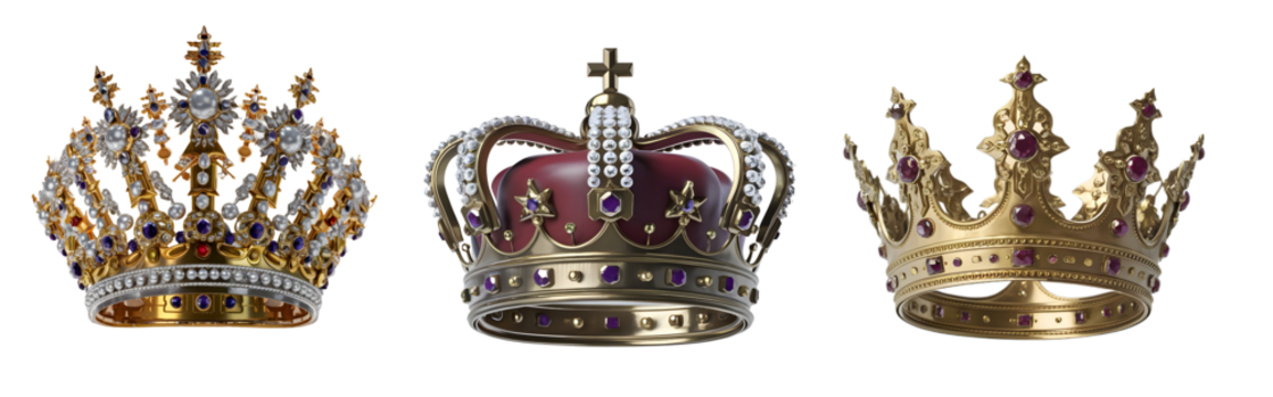 isolated 3d rendered crowns