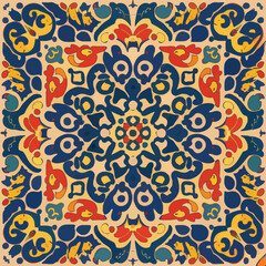 2d vector illustration colorful vintage Seamless hi res Portuguese tiles abstract Artwork
