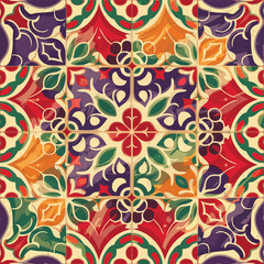 2d vector illustration colorful vintage Seamless hi res Portuguese tiles abstract Artwork
