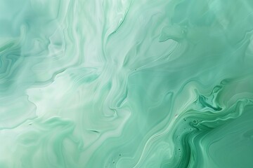 Obraz premium : A calming abstract background with soft seafoam green and gentle aqua liquid paints blending, creating a peaceful and refreshing effect reminiscent of a tranquil ocean scene.