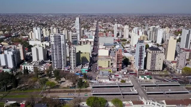 Poblado, Conurbano, Casas, Banfield Buenos Aires, argentina, vista a&eacute;rea de dron,