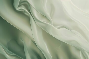 Obraz premium Beautiful soft green silk background with waves and folds