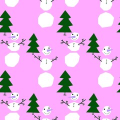 Winter seamless snowman pattern for fabrics and textiles and packaging