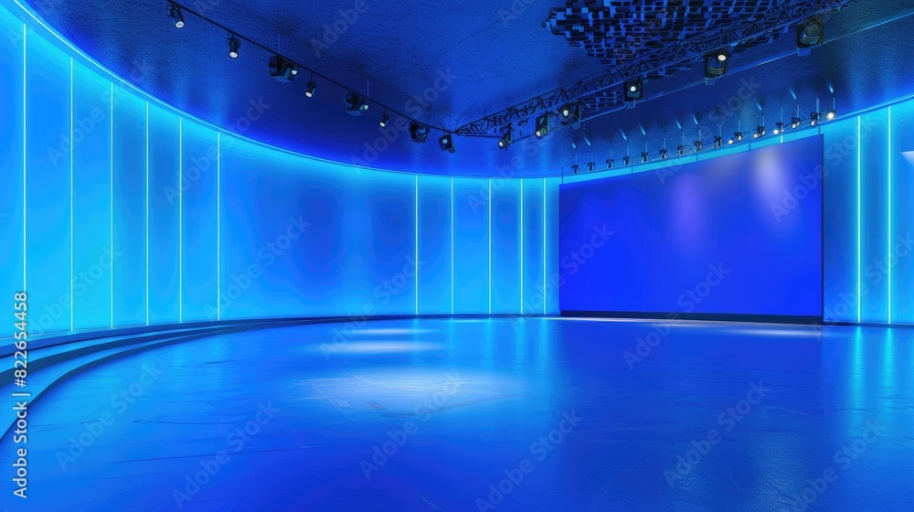 Poster news backdrop in tv studio: abstract three-dimensional background for broadcasting communication