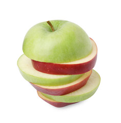 Slices of ripe apples isolated on white