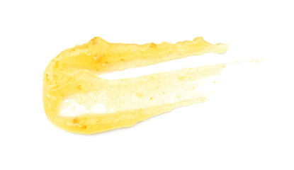 Tasty sweet jam isolated on white, top view