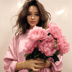 Fototapeta premium woman with flowers