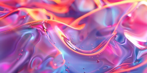 Fototapeta premium Abstract 3d render, iridescent background design, colorful illustration 