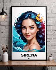 Mockup poster de una sirena