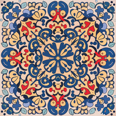 2d vector illustration colorful vintage Seamless hi res Portuguese tiles abstract Artwork
