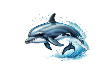 Obraz premium A beautiful drawing and illustration of a cool and beautiful and cute dolphin