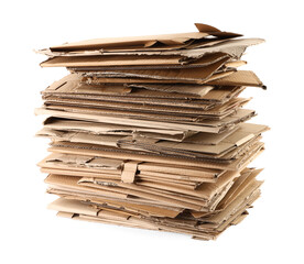 Stack of cardboard pieces isolated on white