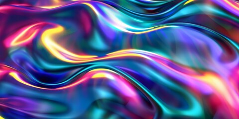 Abstract wavy iridescent holo 3D Background 