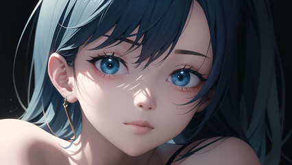 Anime blue hair girl