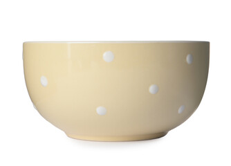 One yellow ceramic bowl isolated on white