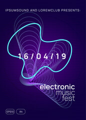 Music Banner. Violet Sound Design. Blue Dj Magazine. Dance Poster. Electro Invite. Soundwave Disco Illustration. Discotheque Festival Graphic. Green Music Banner