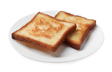 Pieces of fresh toast bread isolated on white
