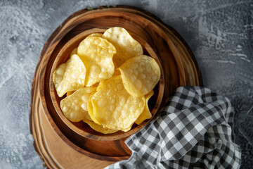 Closeup Shot of Crispy Potato Chips
