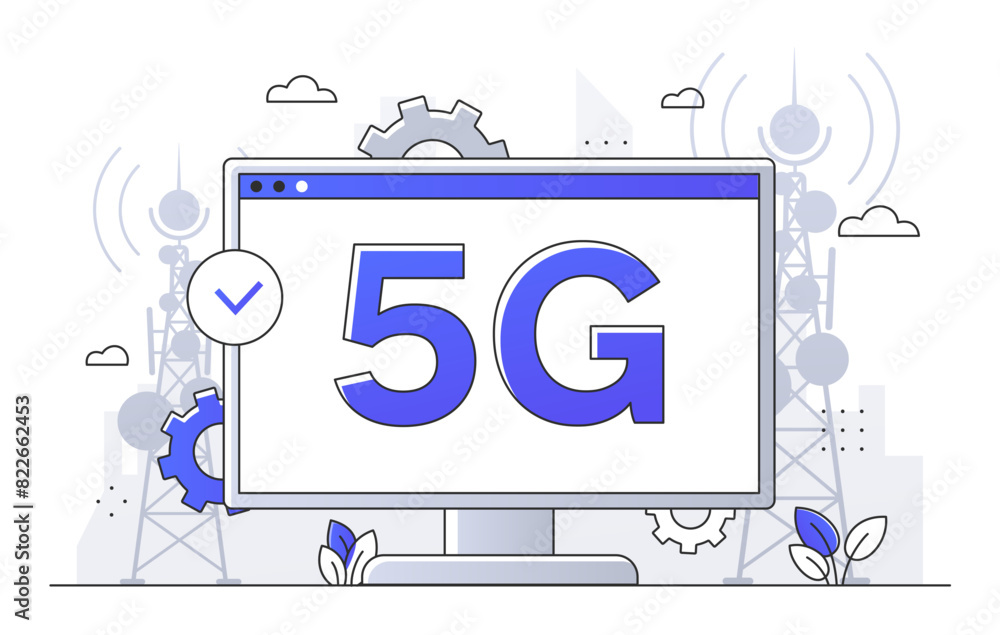Poster 5g networks simple style concept. wireless connection and communication. modern website and webpage.