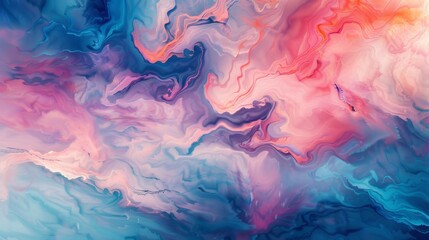 A colorful swirl of blue, pink, and orange paint