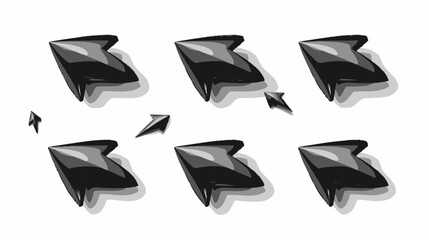 Dynamic array of glossy black arrows on white - direction and movement concept	
