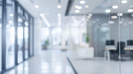 Blurred Office Equipment Rental Background, Soft Grey defocused business interior, modern concept