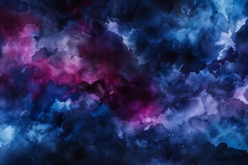 Fototapeta premium : A hauntingly beautiful abstract background with deep indigo, crimson, and charcoal watercolors, blending in a way that suggests a stormy, otherworldly sky.